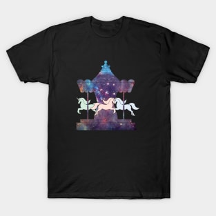 Unicorns Carousel Galaxy Pastels T-Shirt